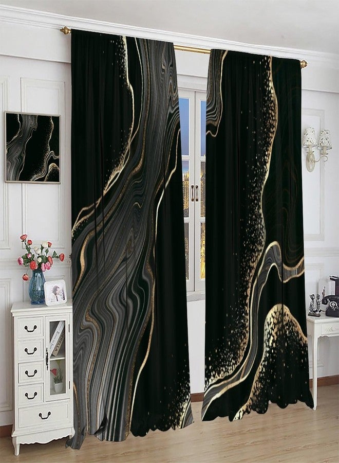 AAVEUP Marble Curtains for Bedroom,Modern Luxury Abstract Black Gold Ripple Art Window Drapes for Boys Girls Living Room Nursery Bathroom Kitchen 42x45in - Image 5